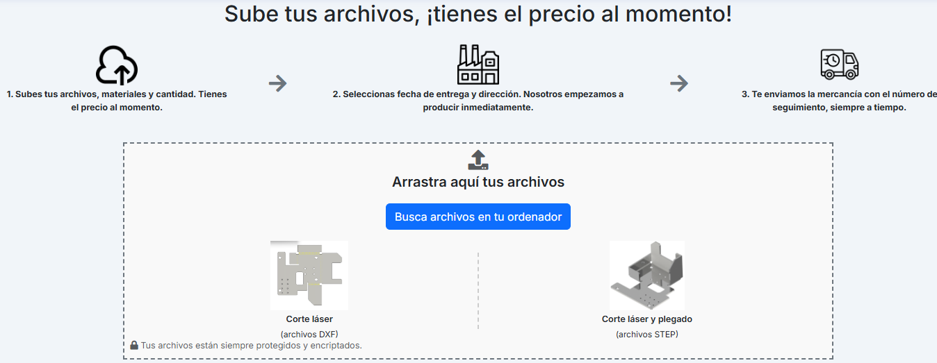 Vista cliente: subir archivo DXF